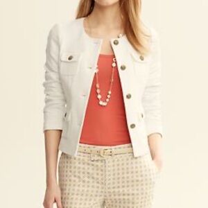 Banana Republic White Military Inspired Round Collar Blazer, size 4